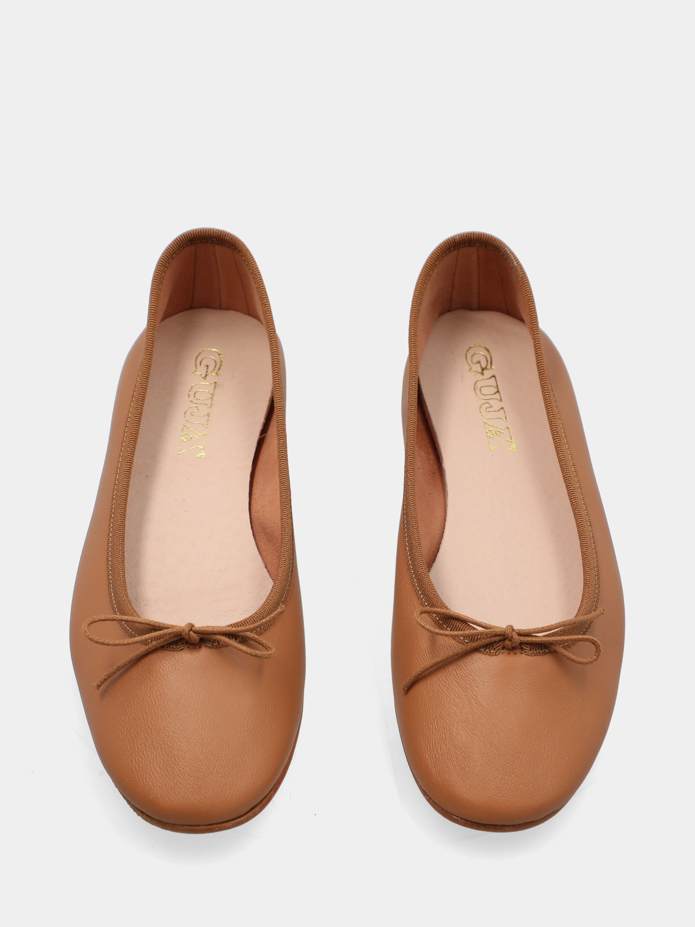 Ballerina in nappa cammello con fiocchetto