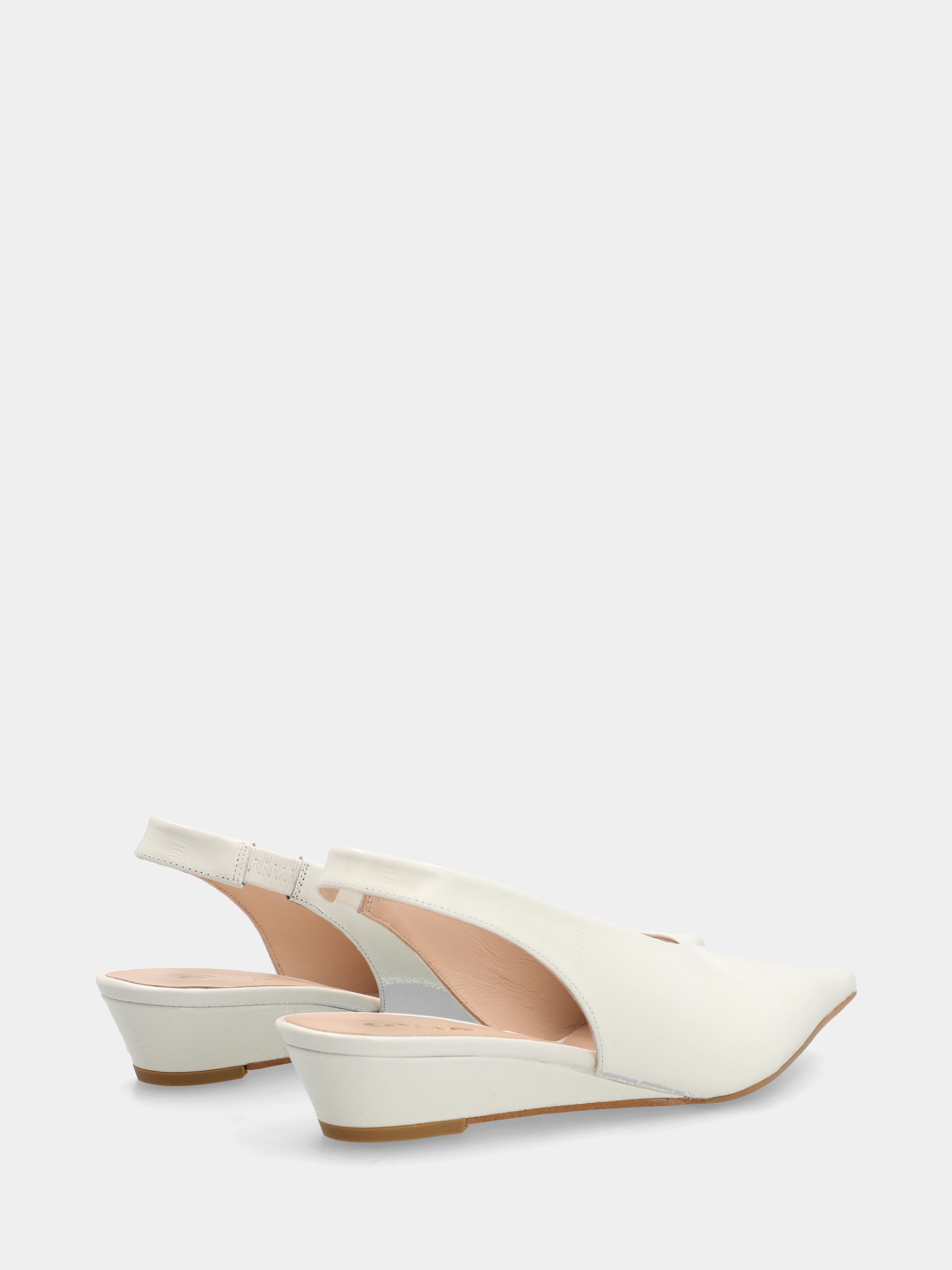 Slingback aus weißem Anguille-Prägungsvitello mit Keilabsatz