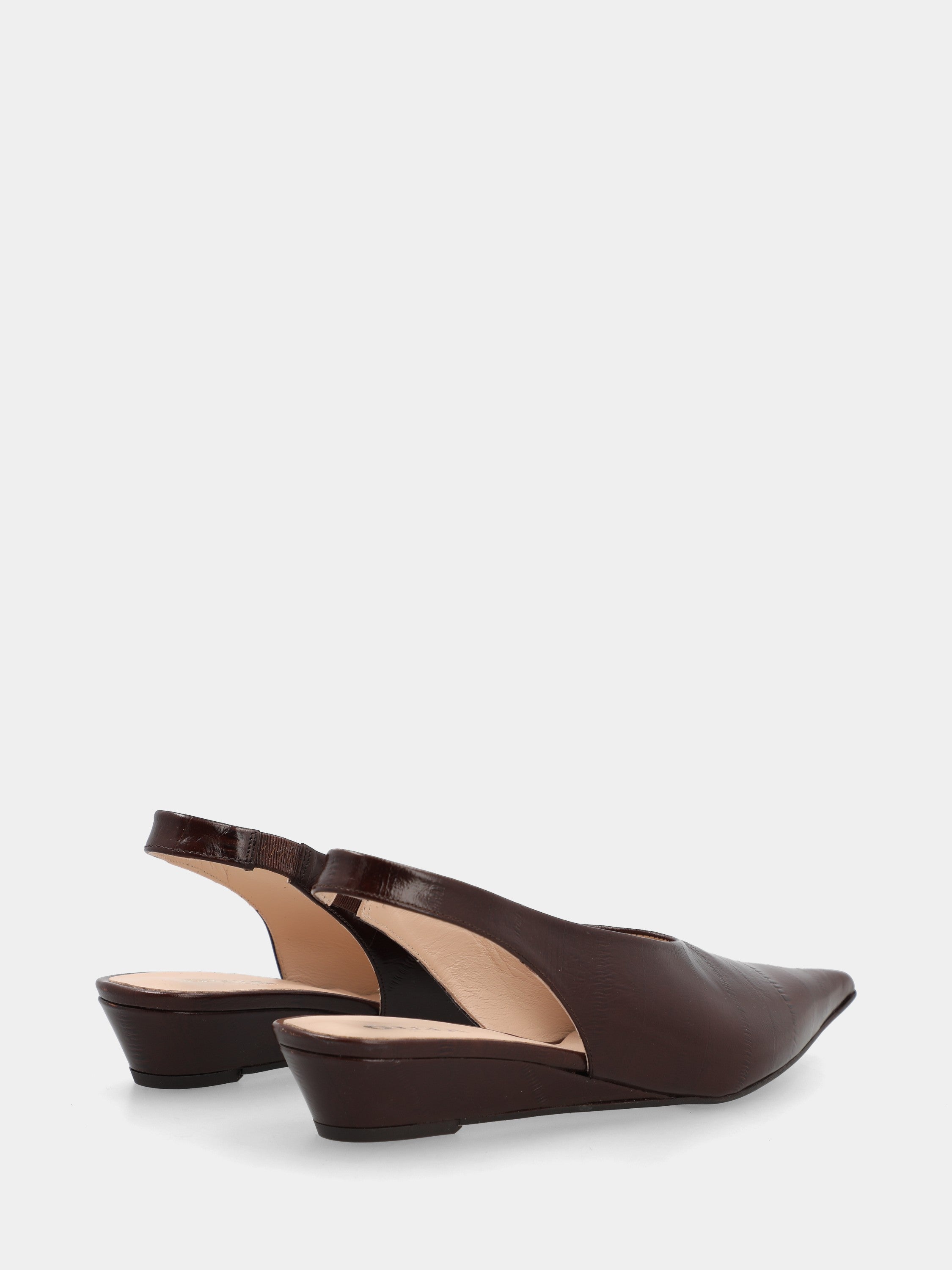 Slingback in vitello stampato anguilla testa di moro con zeppa