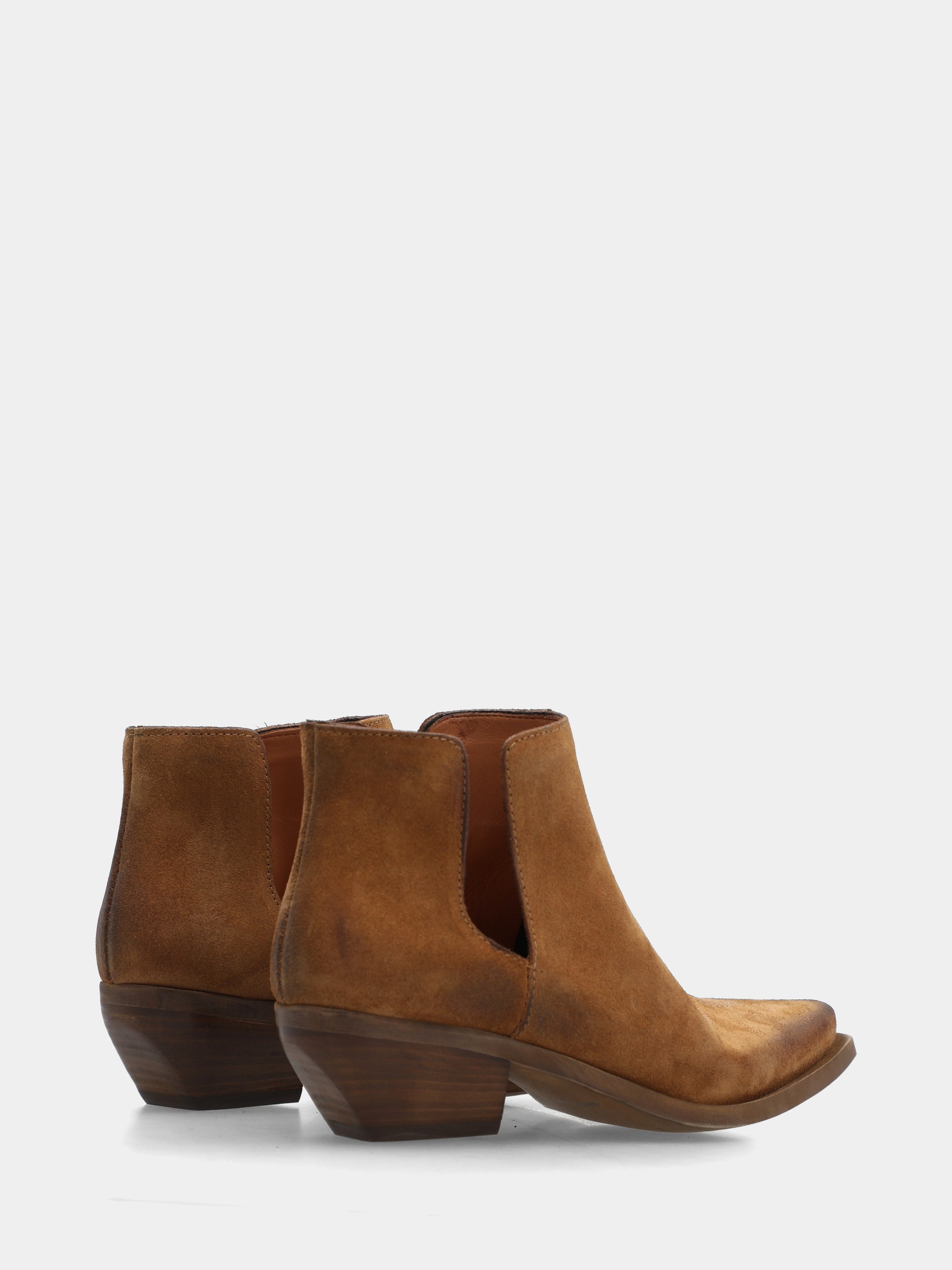 Western boots ankle boots in cognac suede with embroidery and 40mm heel