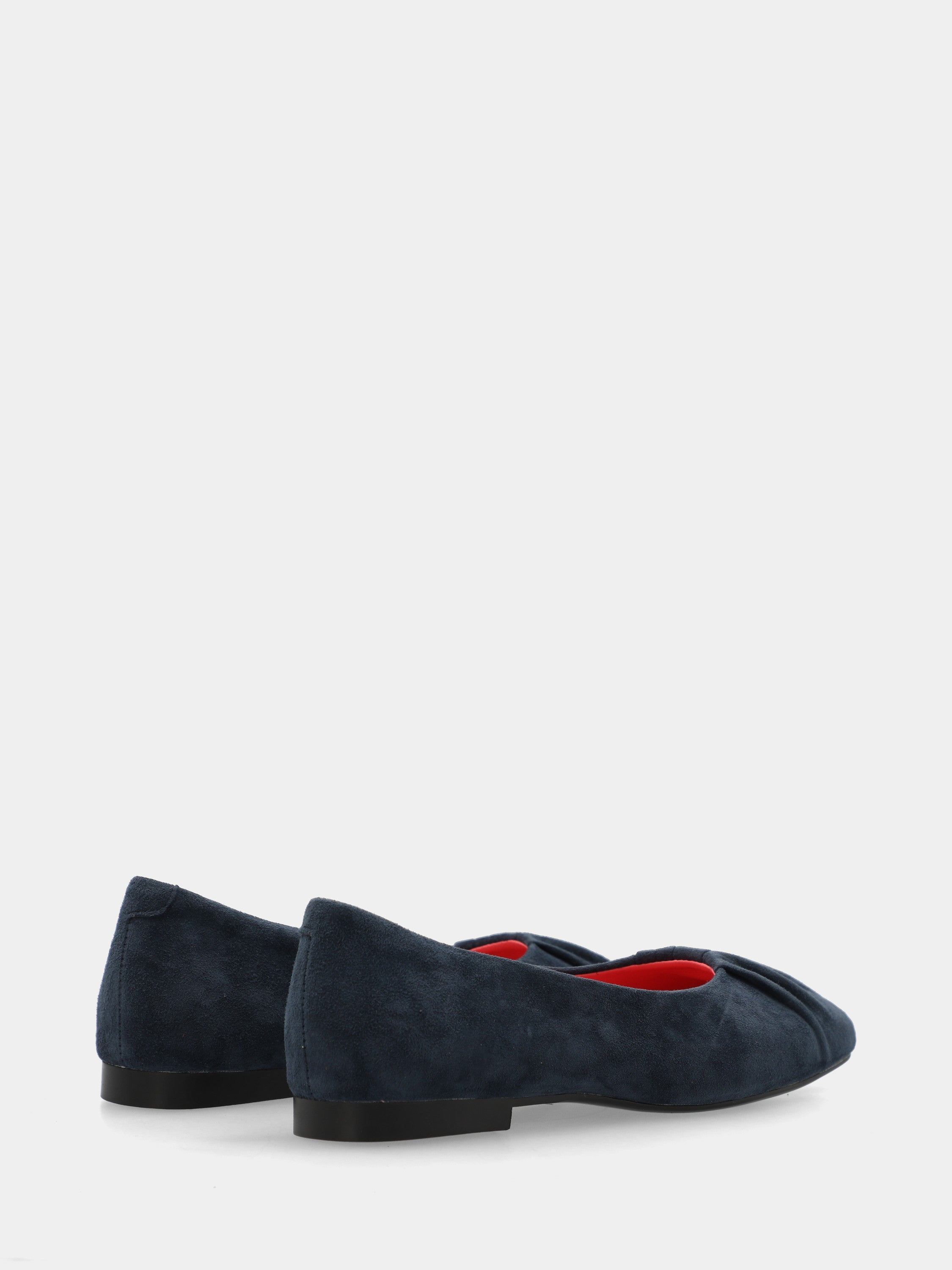 Ballerina in camoscio blu navy a sacchetto con punta quadrata stondata