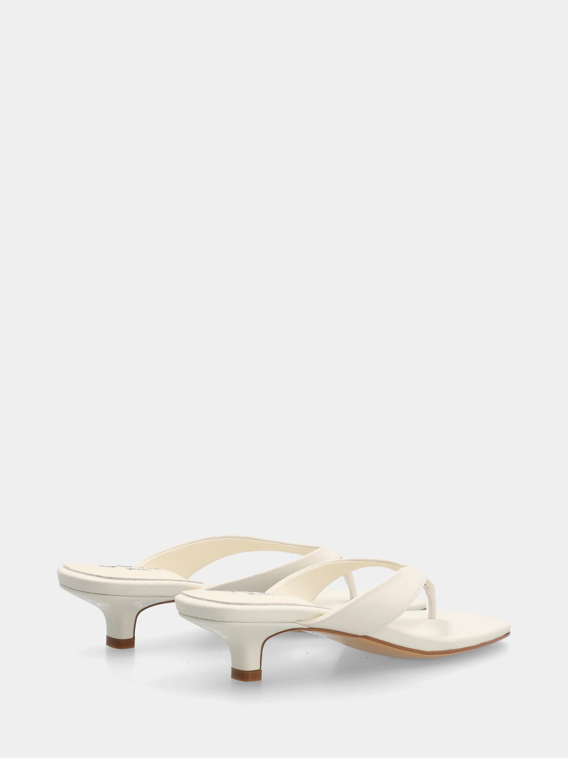 White calfskin thong sandal with cup heel