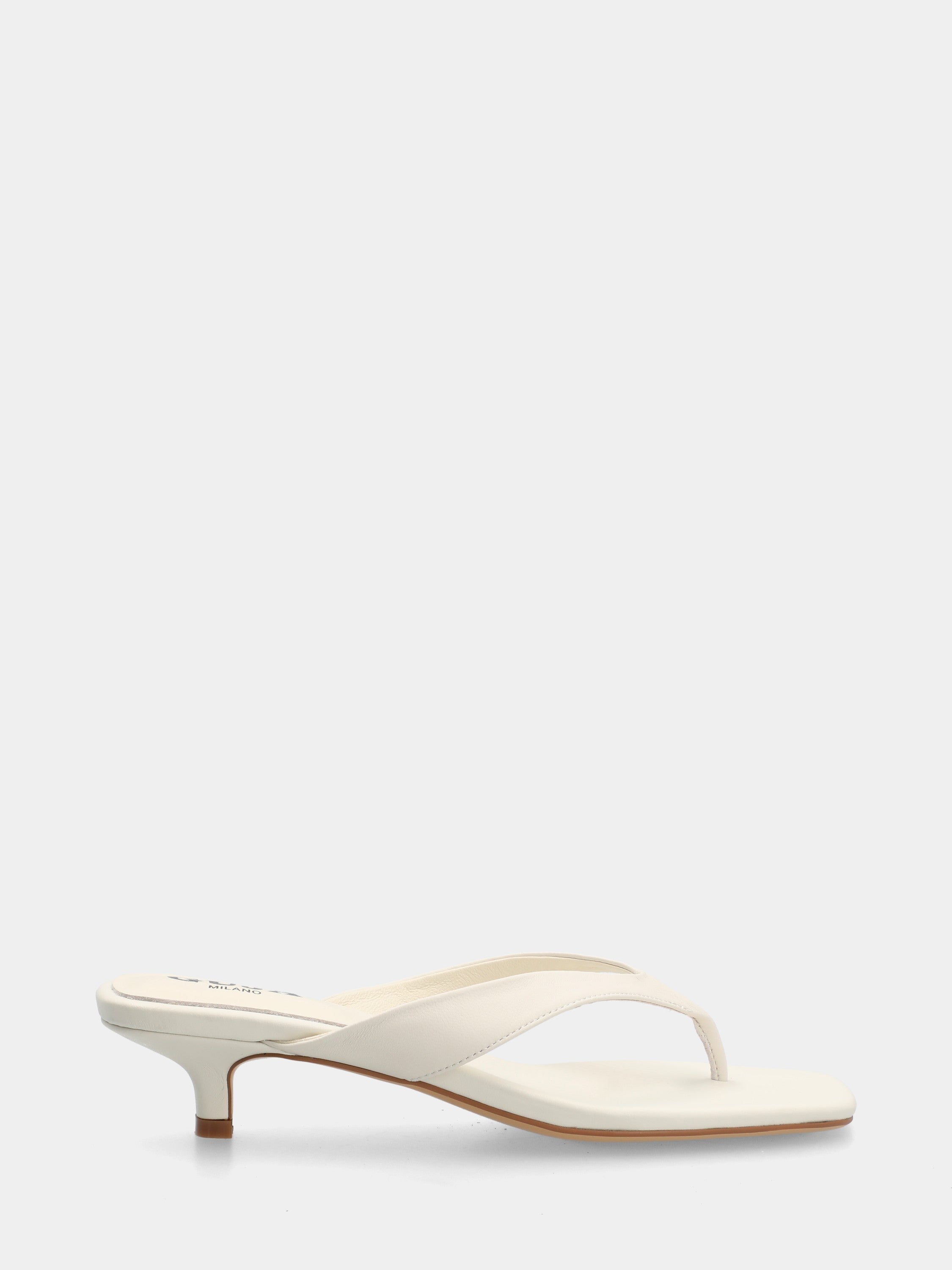 White calfskin thong sandal with cup heel