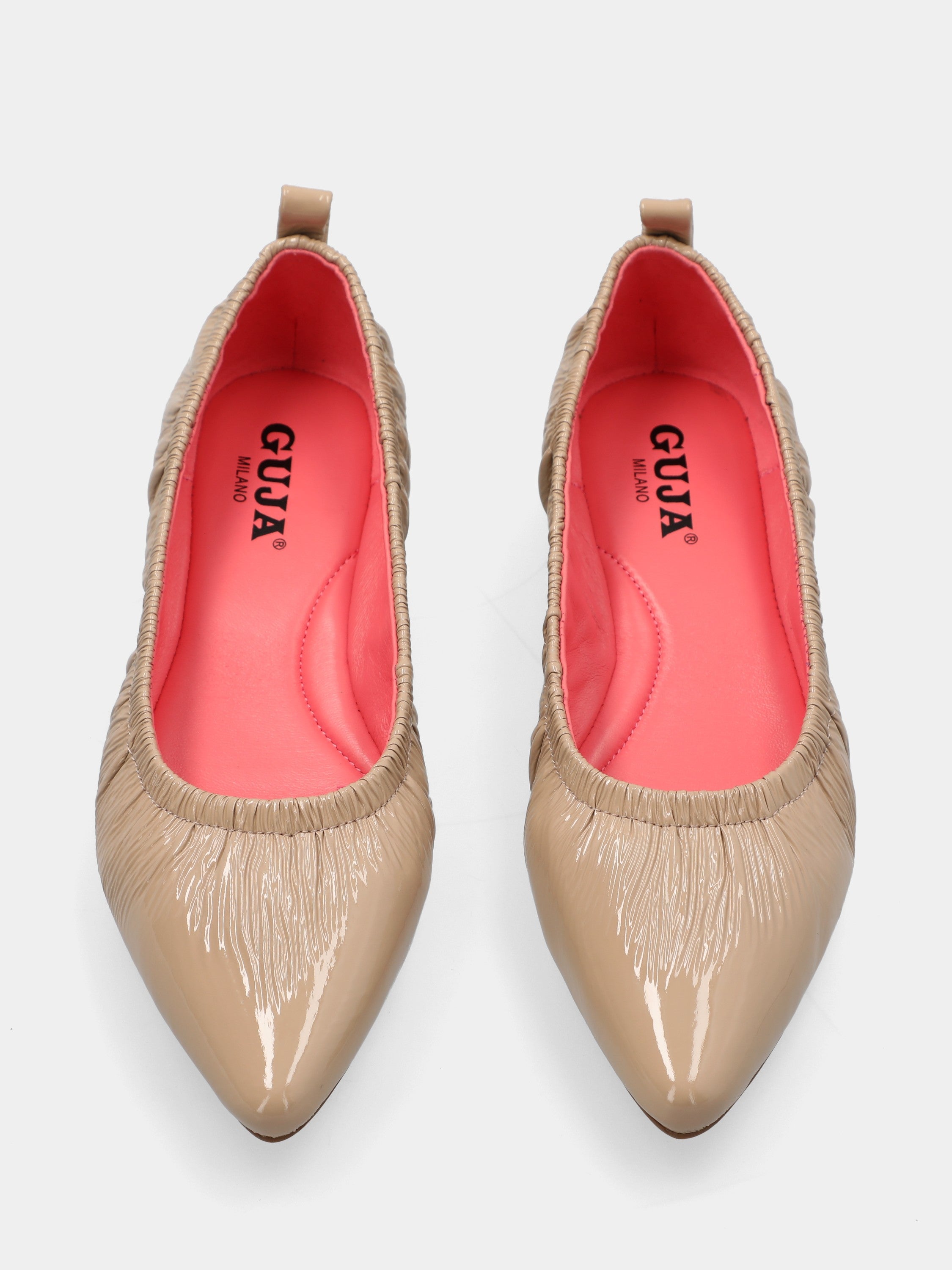 Beige naplak Ballet flat sacchetto-constructed with pointed toe
