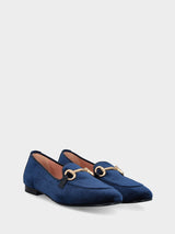 Pantofolina blu in velluto con morsetto