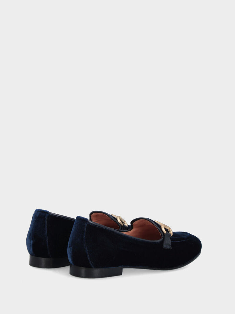 Pantofolina blu in velluto con morsetto