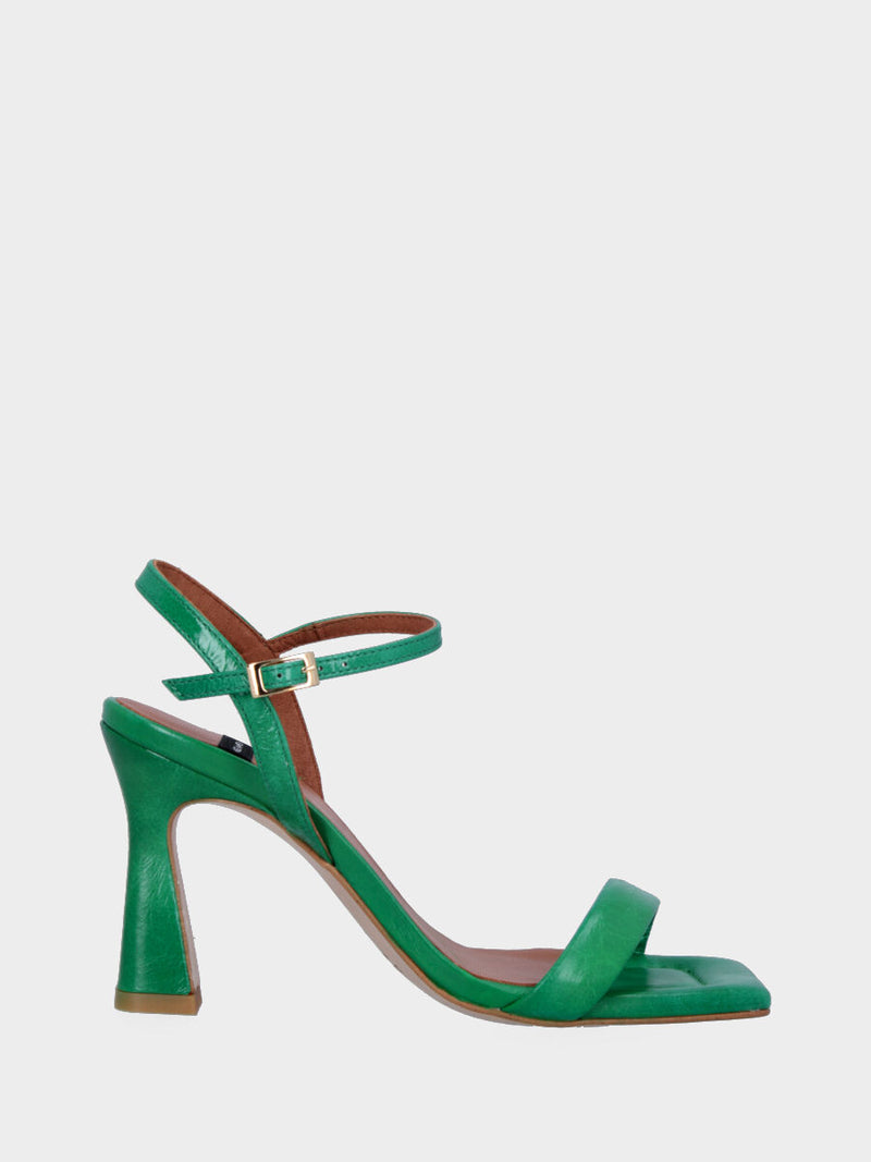 Sandalo verde in vernice con fascetta