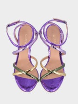 Sandalo multicolor in pellame whips con listini incrociati