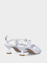 Sandalo bianco in pelle con fascette