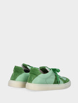 Sneaker verde menta in pelle con inserti in camoscio