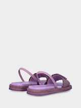 Sandalo lilla in fibre naturali con accessorio gioiello